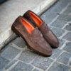 Santoni Dark Brown Suede Mocassin