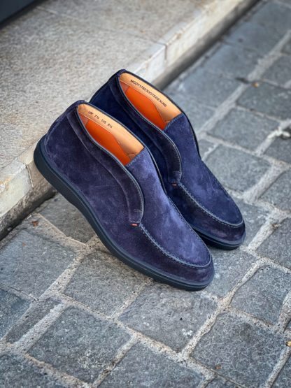 Santoni Slip On Boot Navy Suede