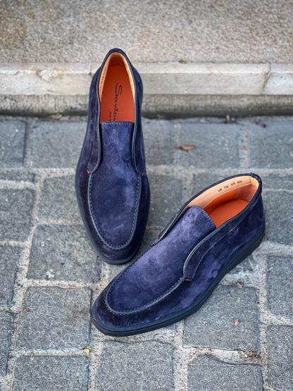 Santoni Slip On Boot Navy Suede – Bild 3