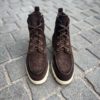 Santoni Bottine Derby Marron Foncé en Daim