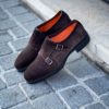 Santoni Easy Double Buckle Dark Brown Suede - Image 4