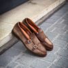 Santoni Double Boucle Daim Marron
