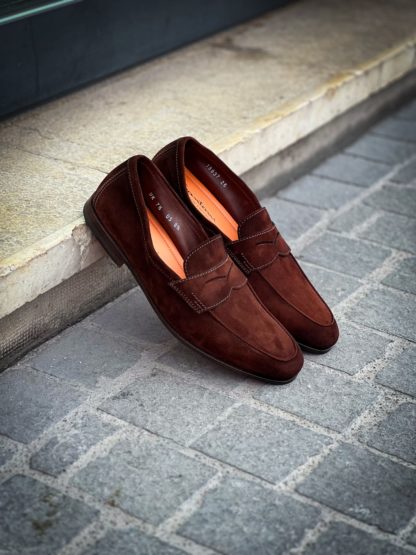 Santoni Dark Brown Mocassin Leather Sole