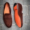 Santoni Dark Brown Mocassin Leather Sole - Image 5