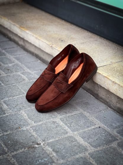 Santoni Dark Brown Mocassin Leather Sole - Image 4