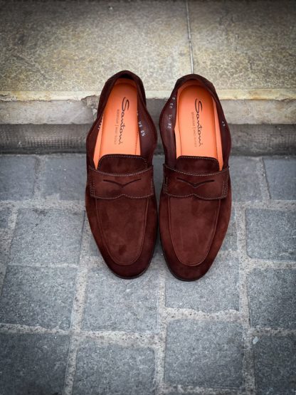 Santoni Dark Brown Mocassin Leather Sole - Image 3