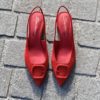 Santoni Sling Back Red Suede