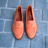 Santoni Mocassin Orange Suede Grain