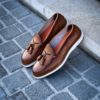 Santoni Tassel Loafer Light Brown Grain - Image 4