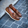 Santoni Tassel Loafer Light Brown Grain