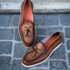 Santoni Tassel Loafer Light Brown Grain - Image 3