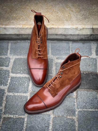 Crockett & Jones Perth Chesnut Calf & Polo Brown Suede Special Order 20th Anniversary - Image 4