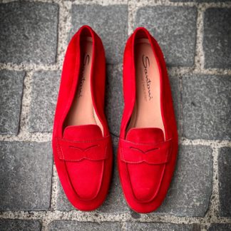 Santoni Red Suede Mocc
