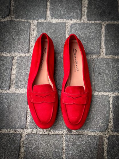 Santoni Red Suede Mocc
