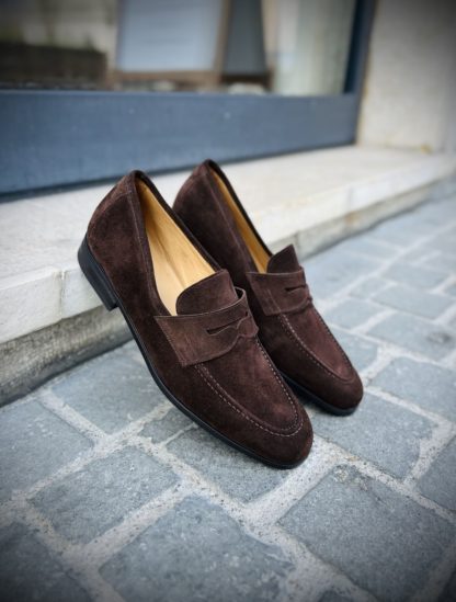 TLB Penny Loafer Dark Brown Suede