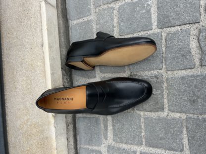 Magnanni Black Leather Moccasin Leather Sole - Image 3