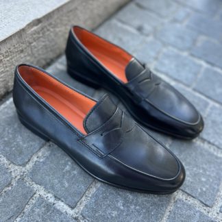 Santoni mocassin black leather