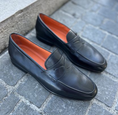 Santoni mocassin black leather