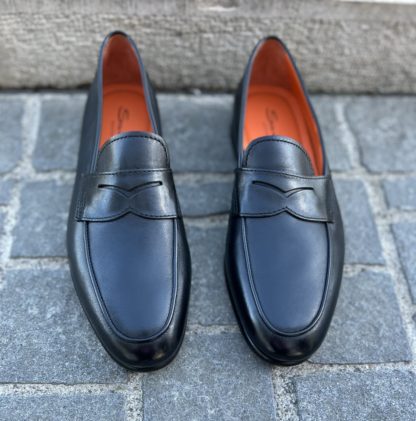 Santoni mocassin black leather - Image 2