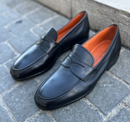 Santoni mocassin black leather - Image 4