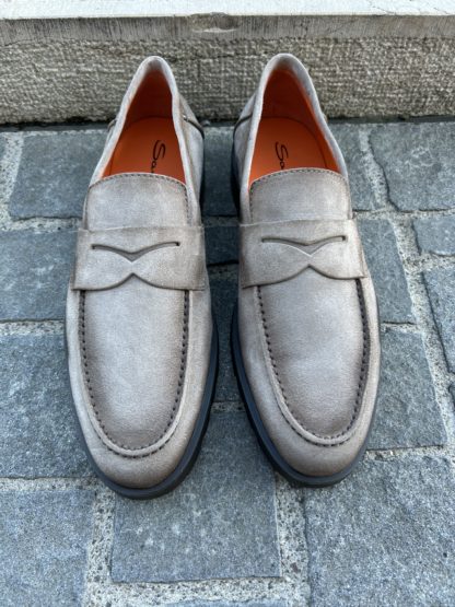 Santoni mocassin in mink suede