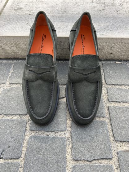 Santoni Dark Green Suede Mocassin – Bild 2