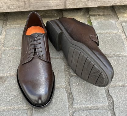 Santoni Dark Brown Grain Derby Calf Leather – Bild 2