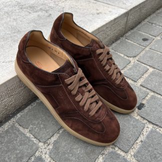 Santoni Dark Brown Suede Trainer