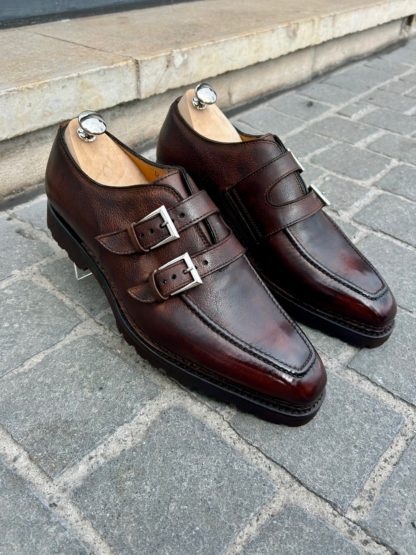 Bontoni Artistico Double boucle cuir souple tabac