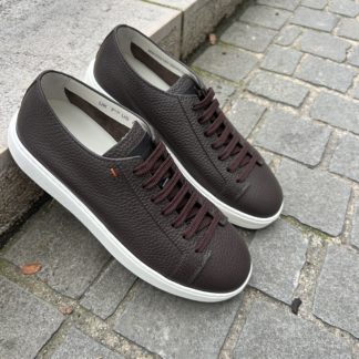 Santoni Baskets en cuir grainé