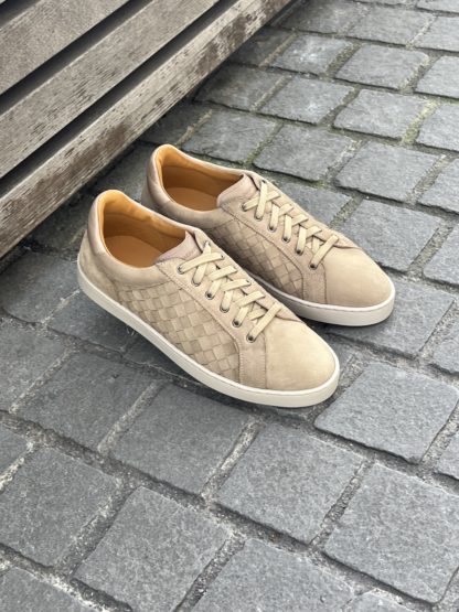 Magnanni Baskets en cuir tissé beige