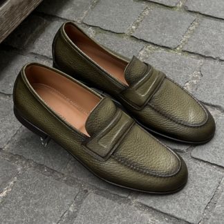 FRANCESCHETTI Green Grain leather loafer