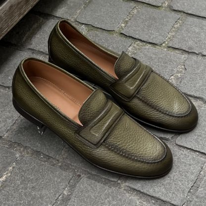 Franceschetti Mocassin Cuir Grainé Vert