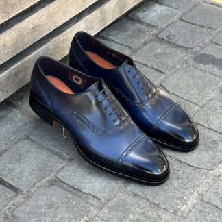 SANTONI Navy blue Oxford Brogue