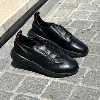 SANTONI Fur-lined sneakers