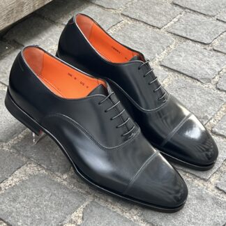 SANTONI Black leather oxford shoes