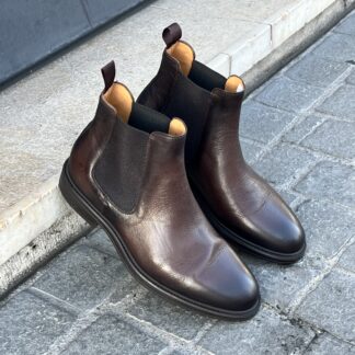MAGNANNI Dark brown grain chelsea boots